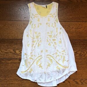 Anthropologie Sleeveless Broderie Scoop Neck Mixed Media Blouse S